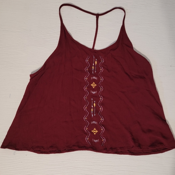 Harlow Dark Red Crop Top with Embroidered Details - Picture 2 of 8